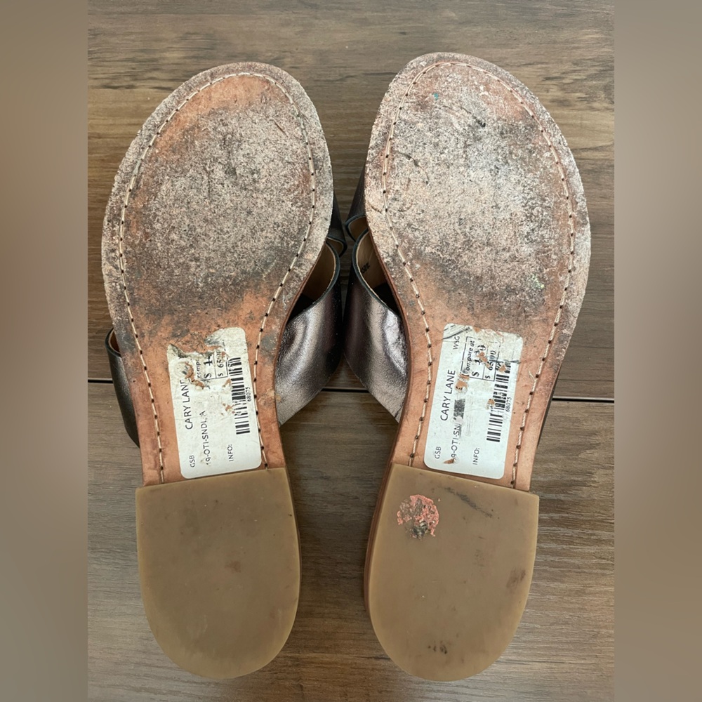 OTI Leather Slide Sandals Women’s 8 (Approx) Metallic Crisscross - Picture 8 of 8